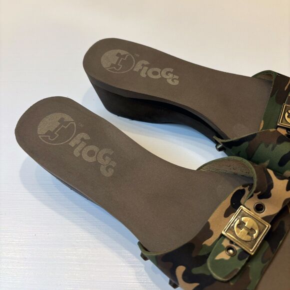Flogg Women's Melanie Camo Camouflage Leather Slides Sandals US Size 8‎ - Picture 8 of 13